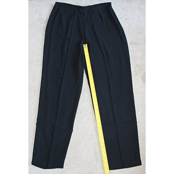Eileen Fisher - Silk Georgette Crepe Side Zip Ankle Pants in Black, Med - Picture 8 of 10